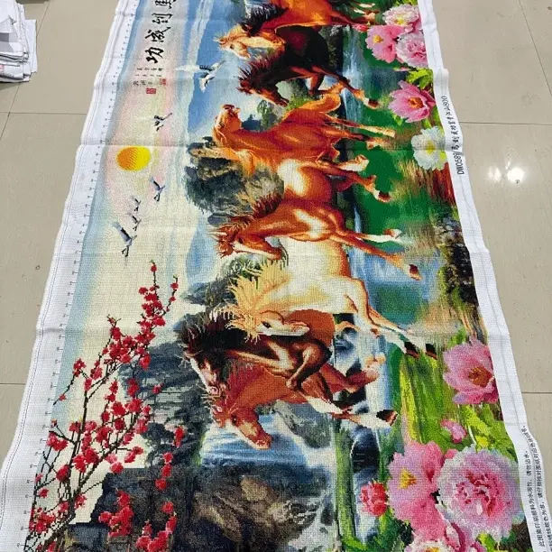 2.3米新款马到成功满绣装饰画客厅办公室通用十字绣成品