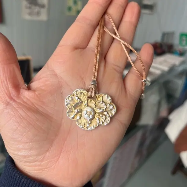 银吊坠 古法描金时尚百搭坠子