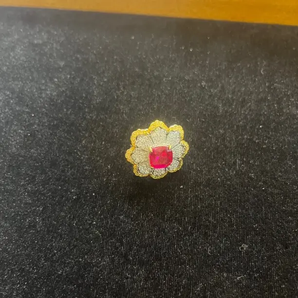 非金属珐琅戒指 山梅花开口戒女士高级感温柔风红色