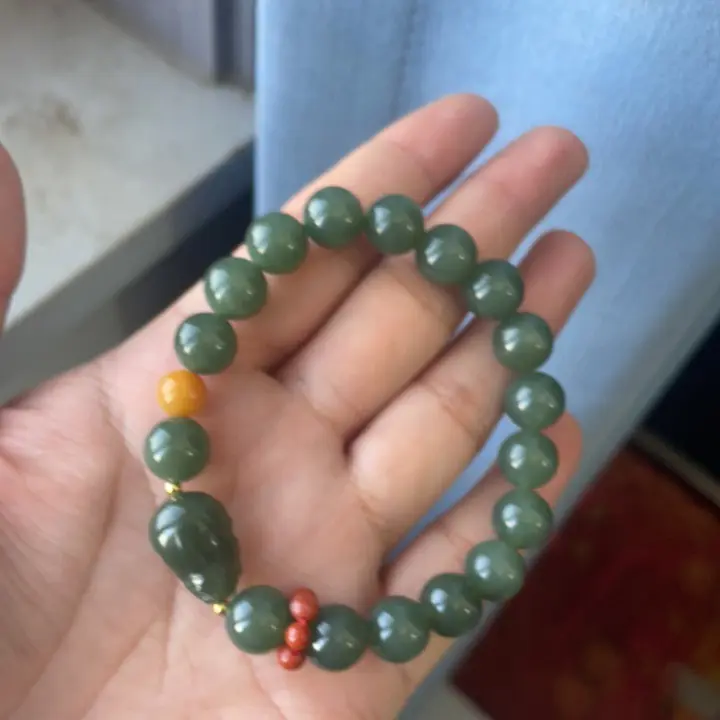 天然和田玉新疆且末蓝手串多样性发其一