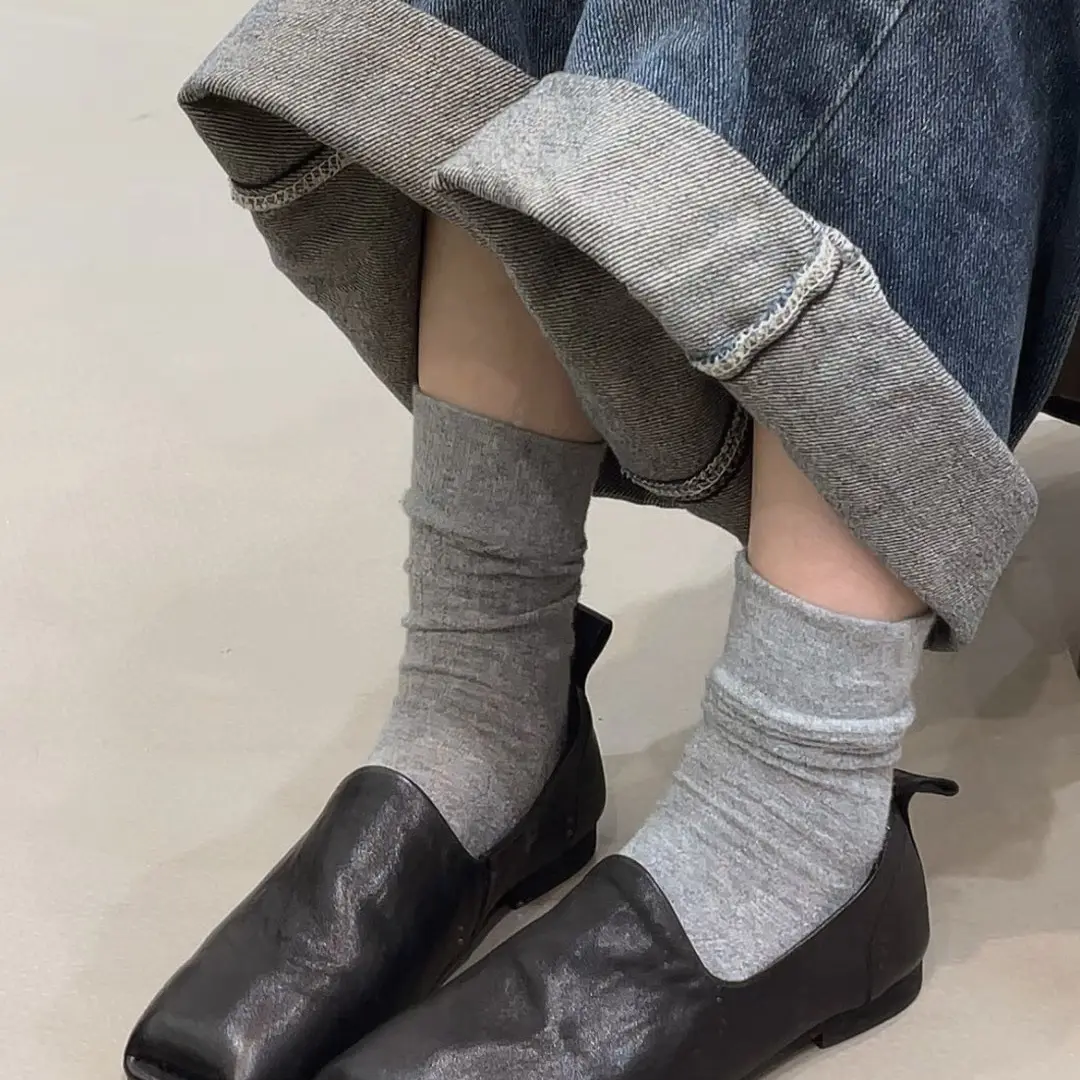 水洗植鞣牛皮方头复古中口脚蹬一脚蹬玛丽珍鞋单鞋ol乐福鞋女鞋