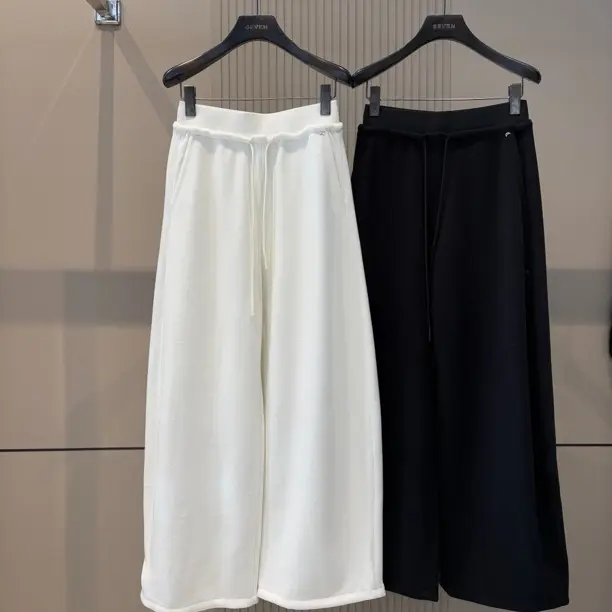 【启恒】冬季加绒加厚纯色抽绳高腰显瘦慵懒风休闲裤