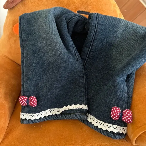 女童冬季加绒加厚微喇牛仔裤