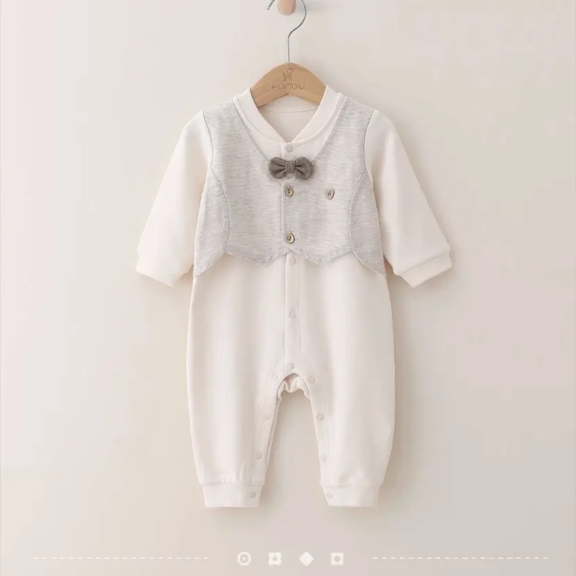 婴儿无骨纯棉春秋通用绅士风连体衣哈衣爬服