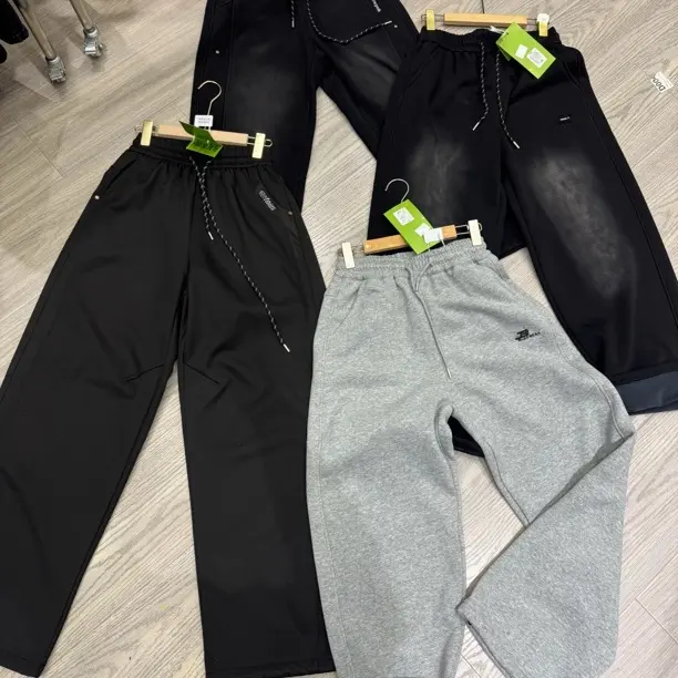 冬季加绒奥粒绒新款潮流宽松直筒男士休闲长裤