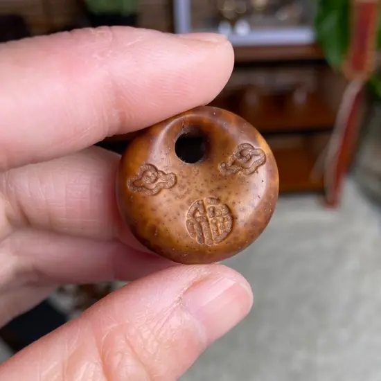 库克菩提精雕刻祥云平安扣