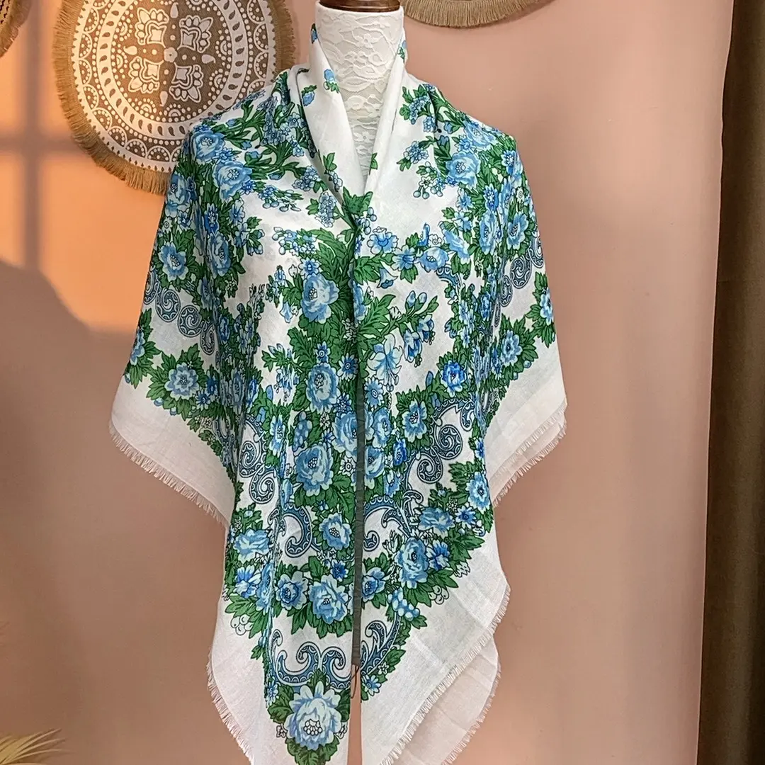 棉麻材质民族风印花舒适护肩女士四季通用披肩