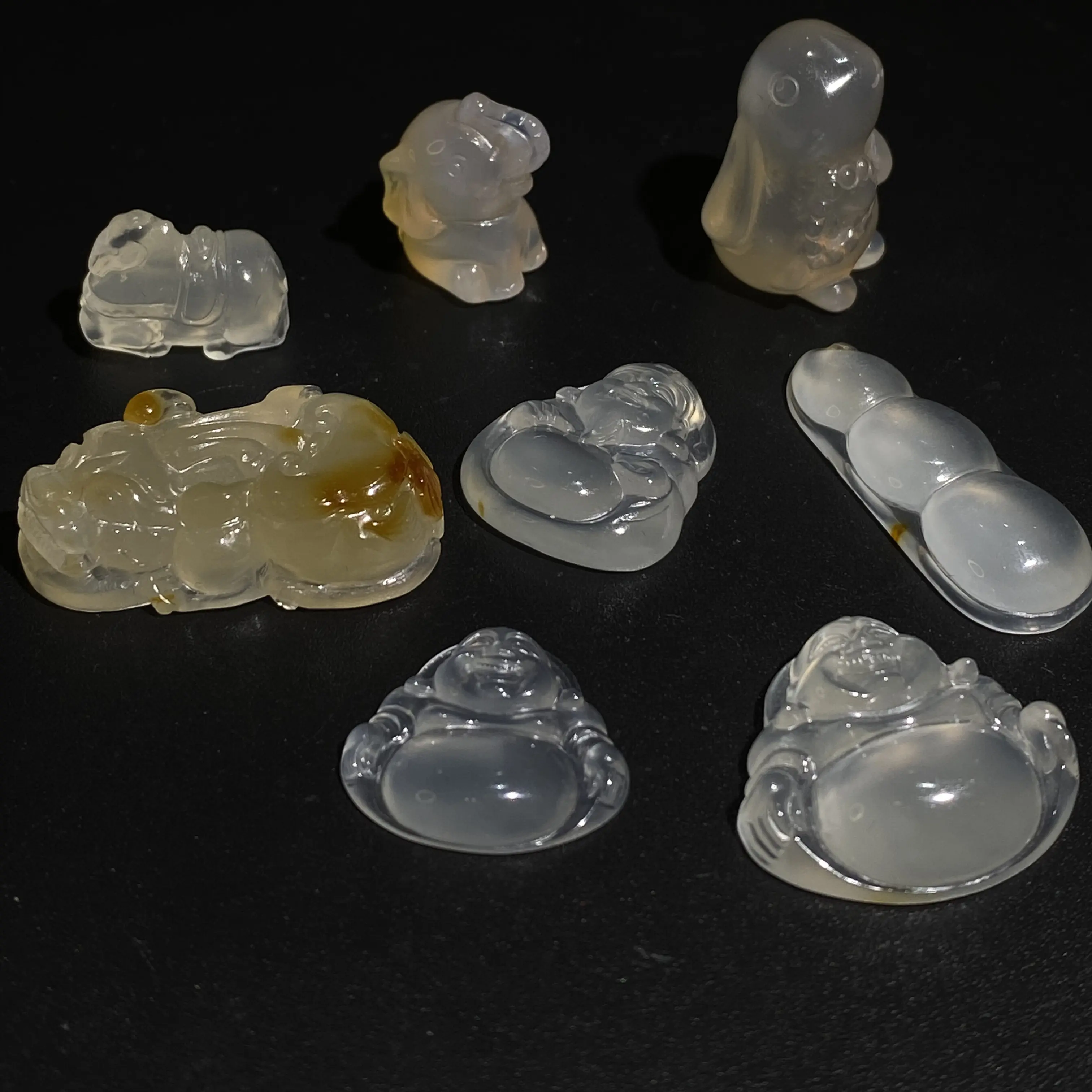 高品质荧光玻璃种玛瑙天然冰透弥勒佛公挂件高级珠宝既视感