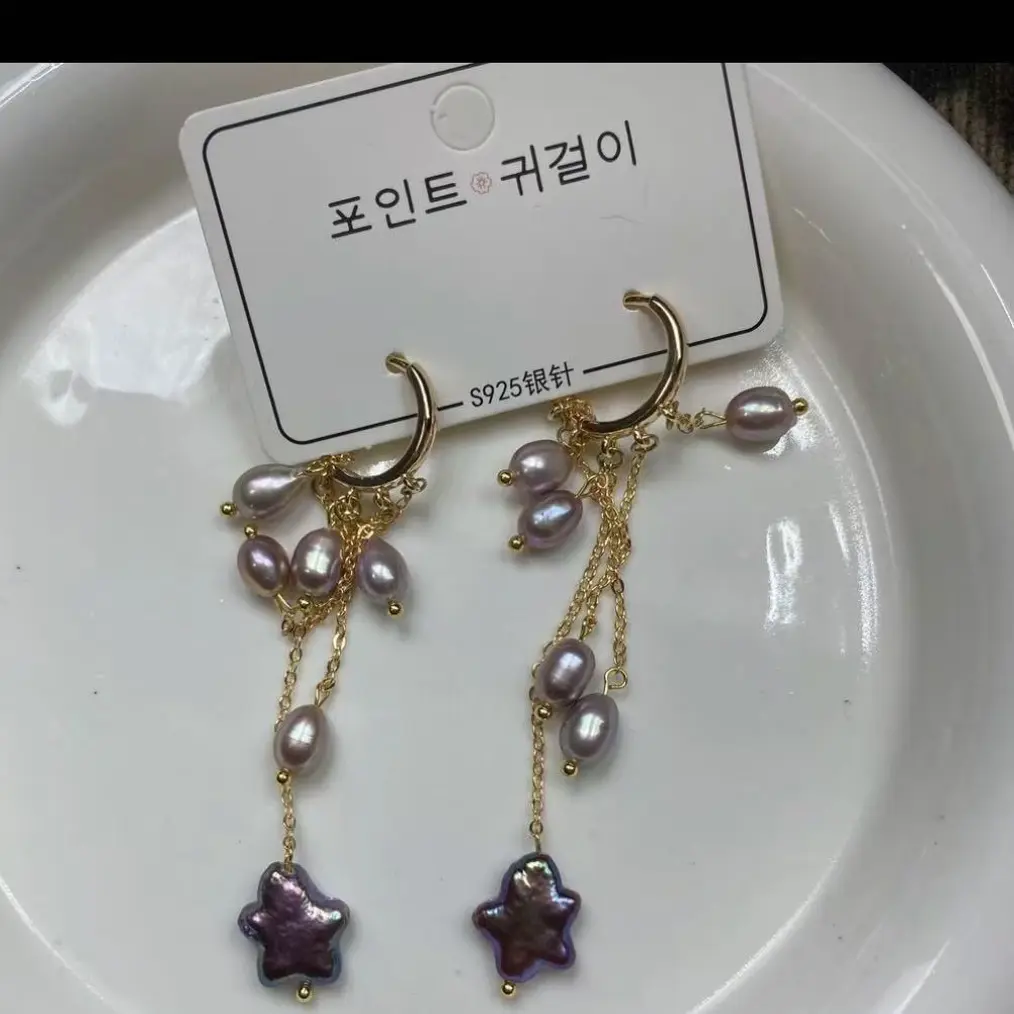 铜合金耳饰 手工甜美五角星造型轻奢小众百搭精致耳环