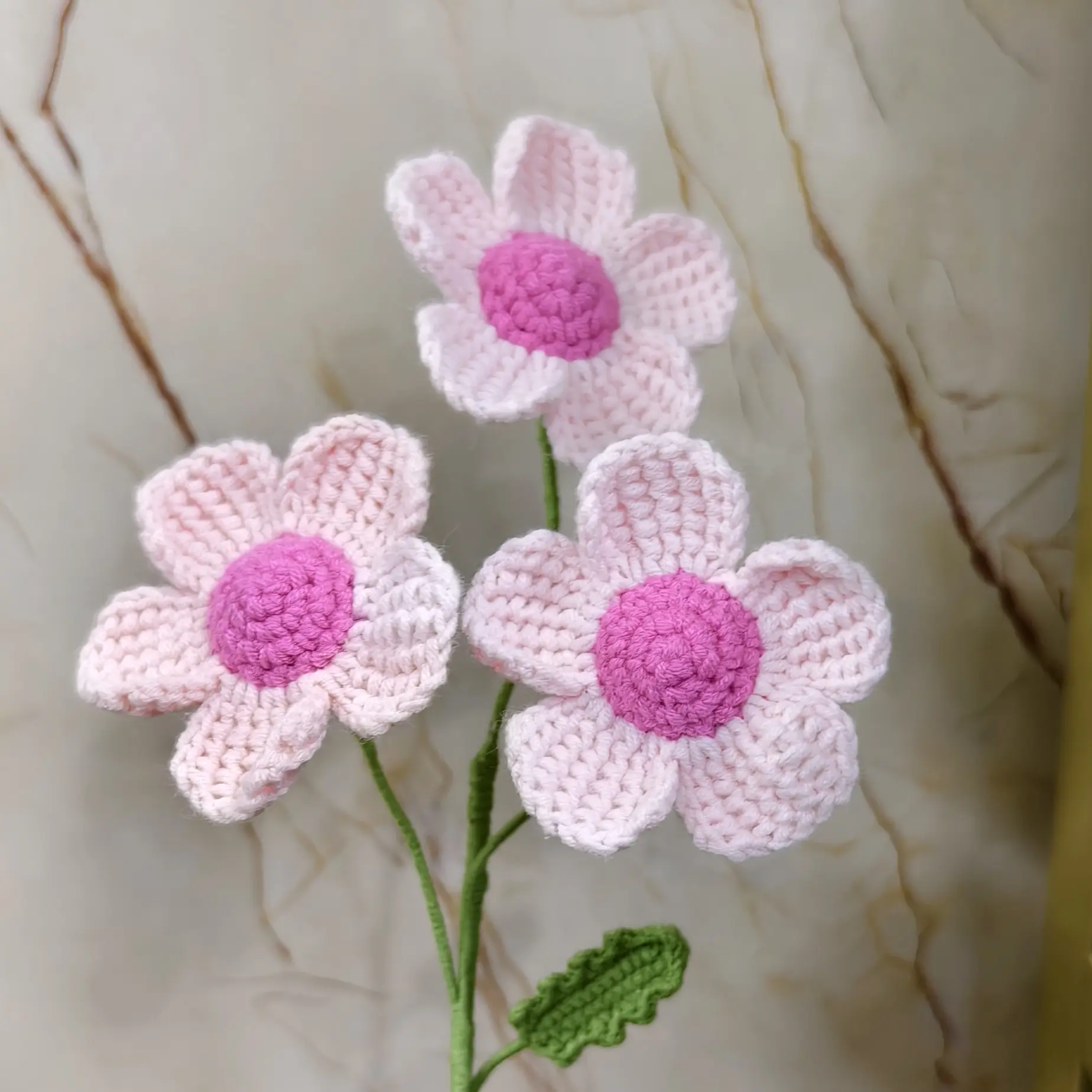 手工钩织泡芙花花束毛线编织梅花铃兰花母亲节教师节礼品真花