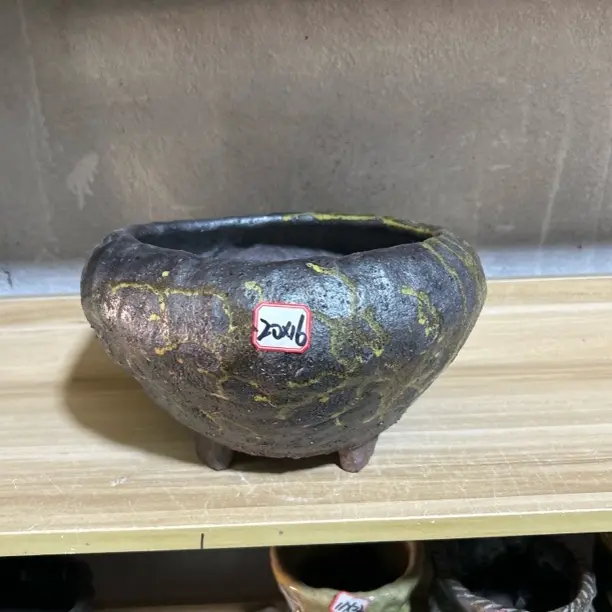 内口14cm高度13cm粗陶多肉花盆手工透气彩色复古家用创意个性陶盆