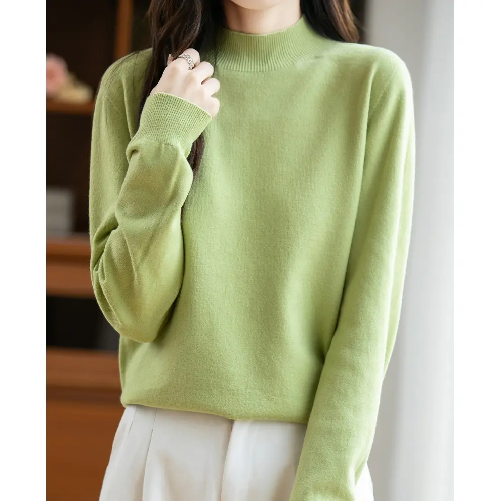 女针织衫半高领显瘦秋冬宽松针织衫法式极简风针织打底衫
