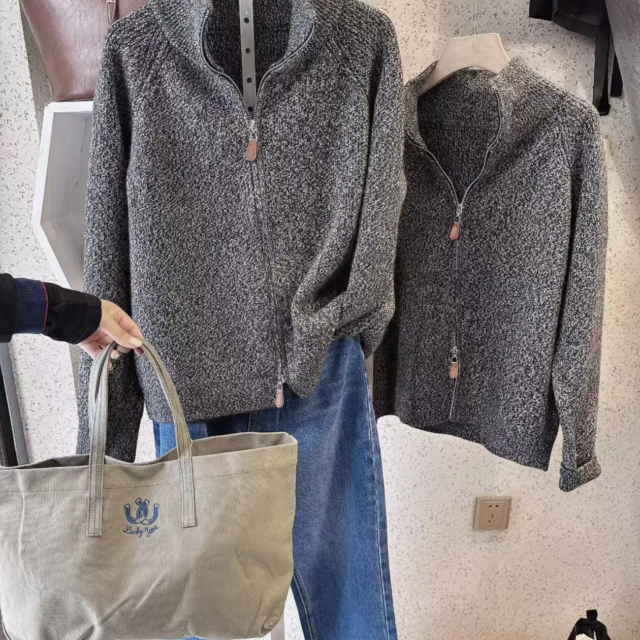 秋季女针织衫ol开衫水洗常规款毛针织衫立领春秋冬