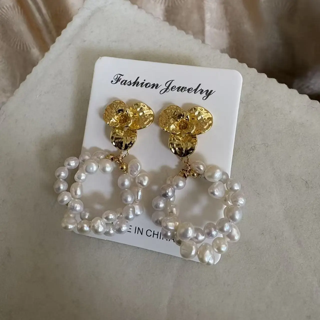 铜合金贝壳耳饰 铜合金树脂耳饰 法式贝壳耳环轻奢小众设计感