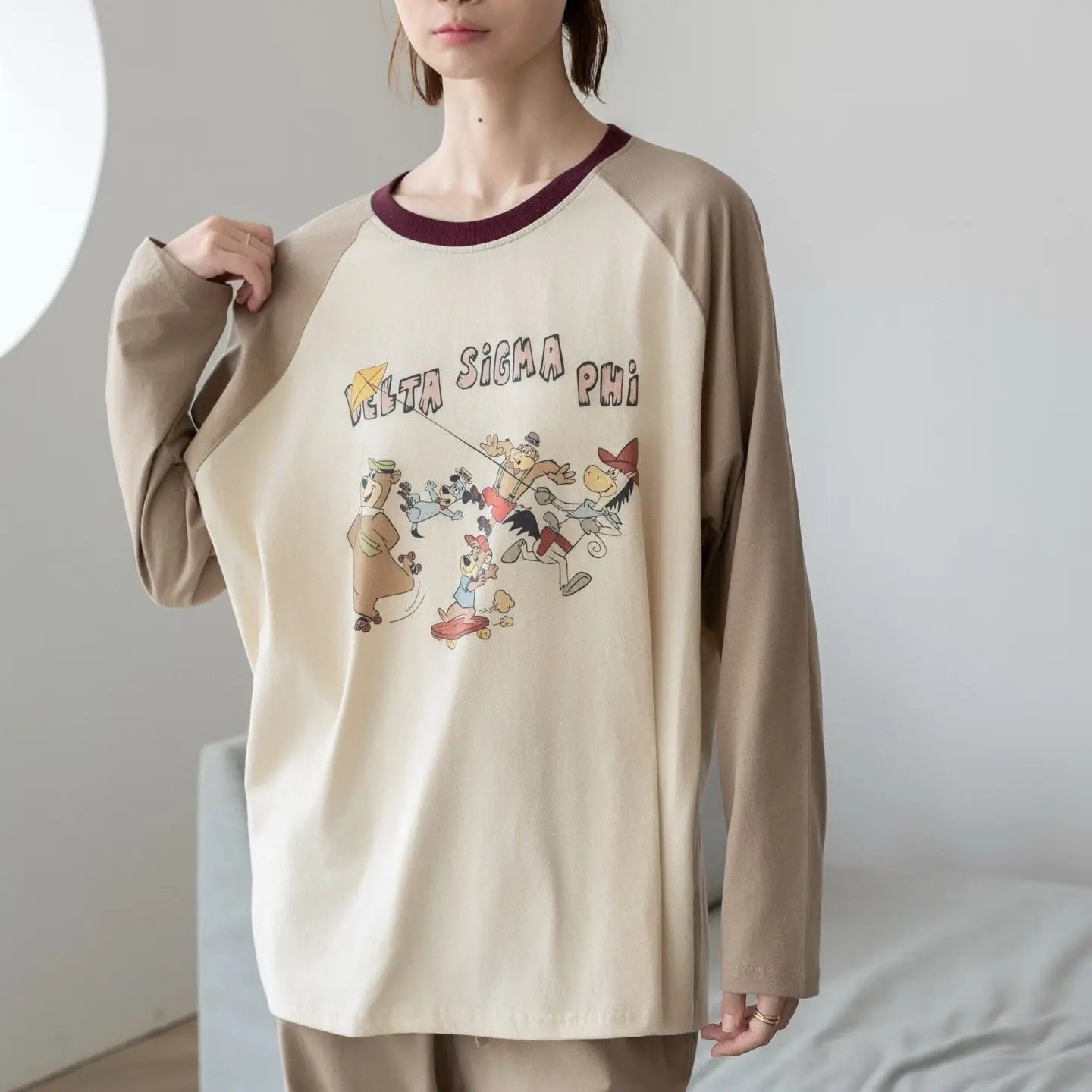 韩系棉质针织棉家居服套装软糯宽松无压可爱秋冬插肩睡衣女可外穿
