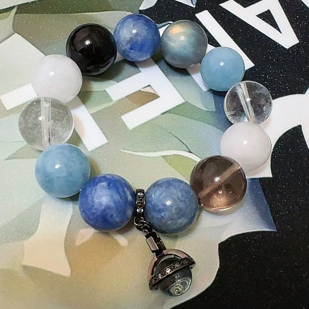 手链 【星穹蓝屿】蓝晶与灰月的碰撞蓝色调小手围手串