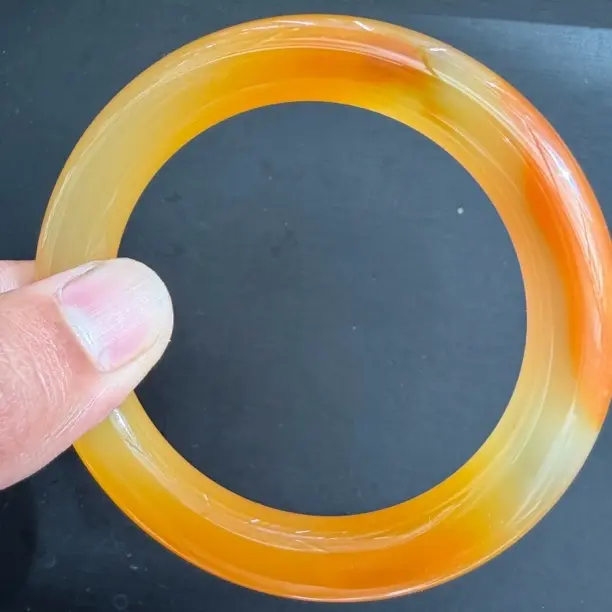 黄龙玉高品质老料58圈口手镯宽10厚10.1 完美品质 珠光宝气油性好