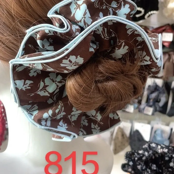 复古美拉德碎花双层大肠发圈法式高级感丸子头发饰（拍一发三)