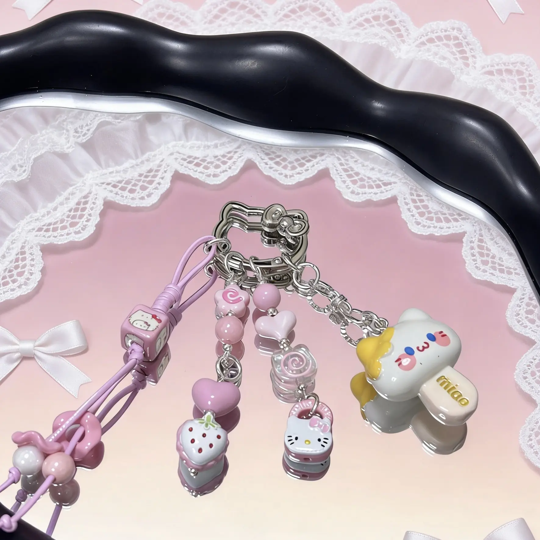 可爱手绘猫咪手机链*224kt雪糕*