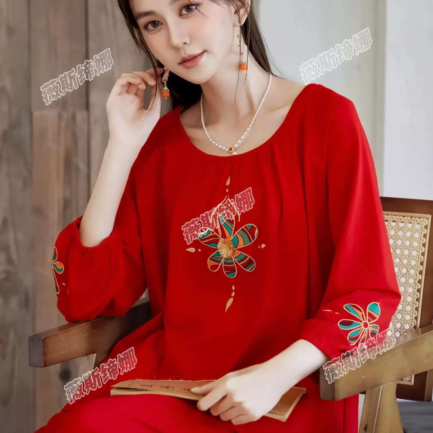 马年女士红色新中式国风本命年纯棉睡衣家居服