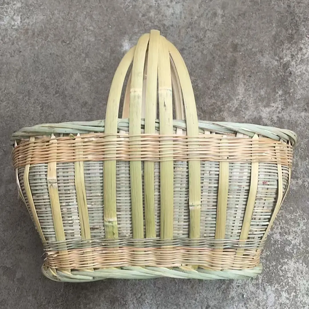 手工竹编小提篮菜篮可用于水果蔬菜收纳家用手提篮