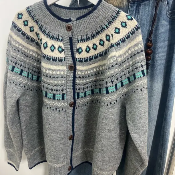 不起球针织提花圆领宽松型衫秋冬毛衣韩版秋季