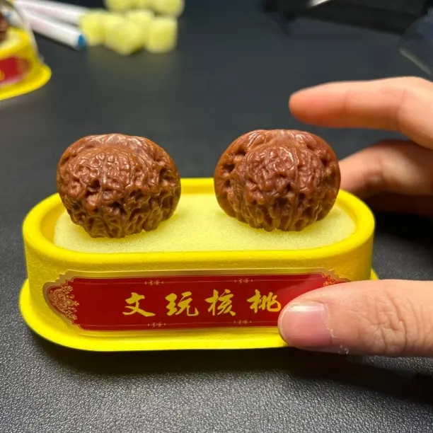 文玩核桃四座楼狮子头手把件麒麟纹官帽高抛盘玩麻核桃把玩古玩