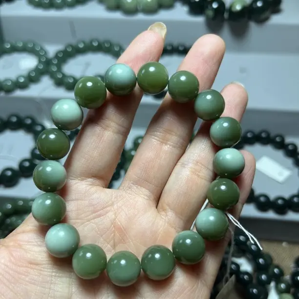 碧玉猫眼卡12特细手串