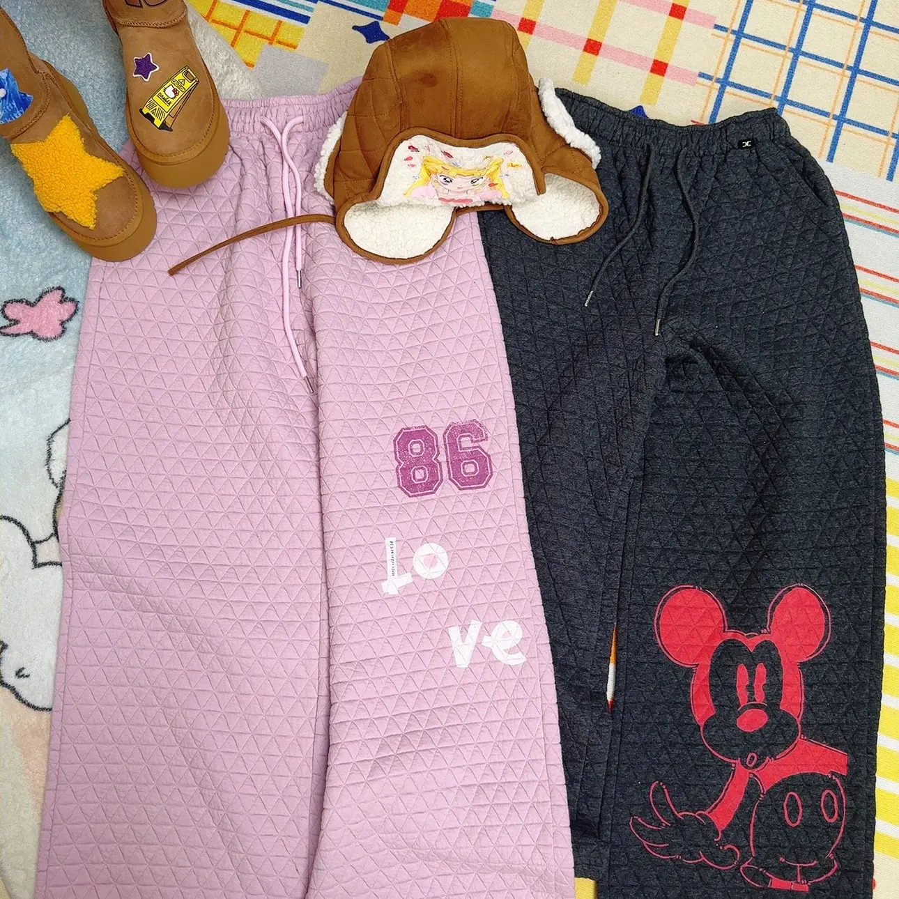《晓辰推荐》冬季加厚加绒宽松显瘦休闲阔腿长裤女款