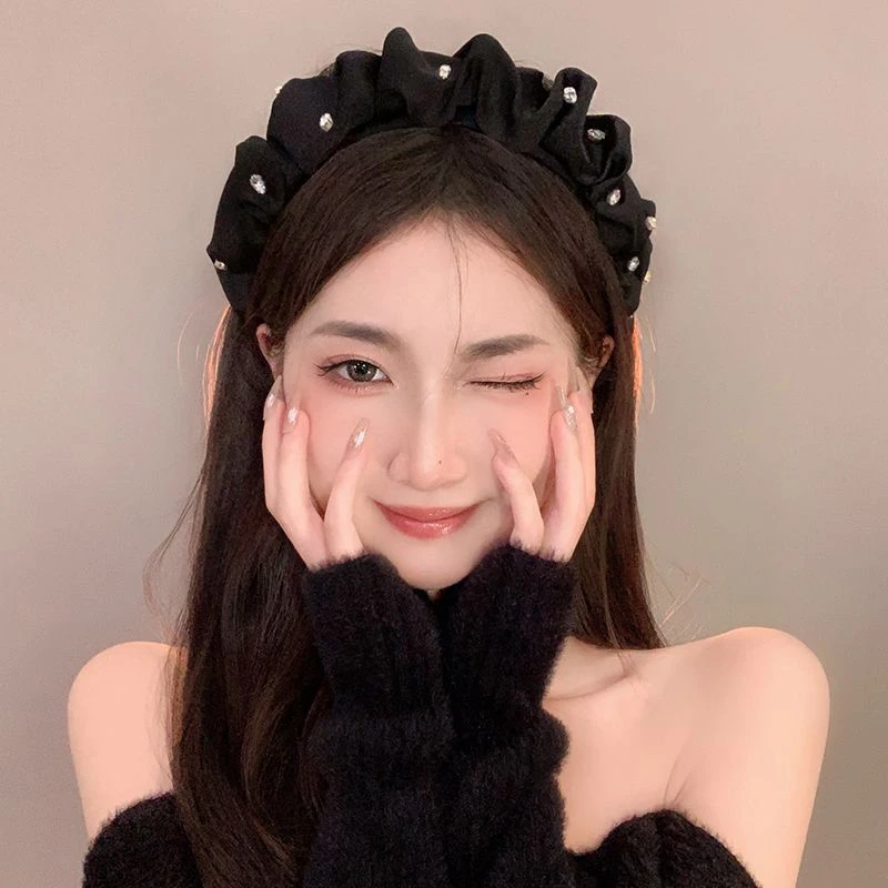 赵LU思同款发箍百搭头箍女高颅顶复古法式网红气质蕾丝优质合金