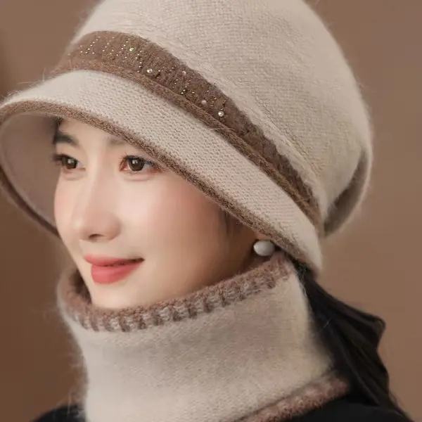 冬季中老年妈妈针织保暖帽女秋冬防寒护耳加厚毛线帽百搭奶奶帽