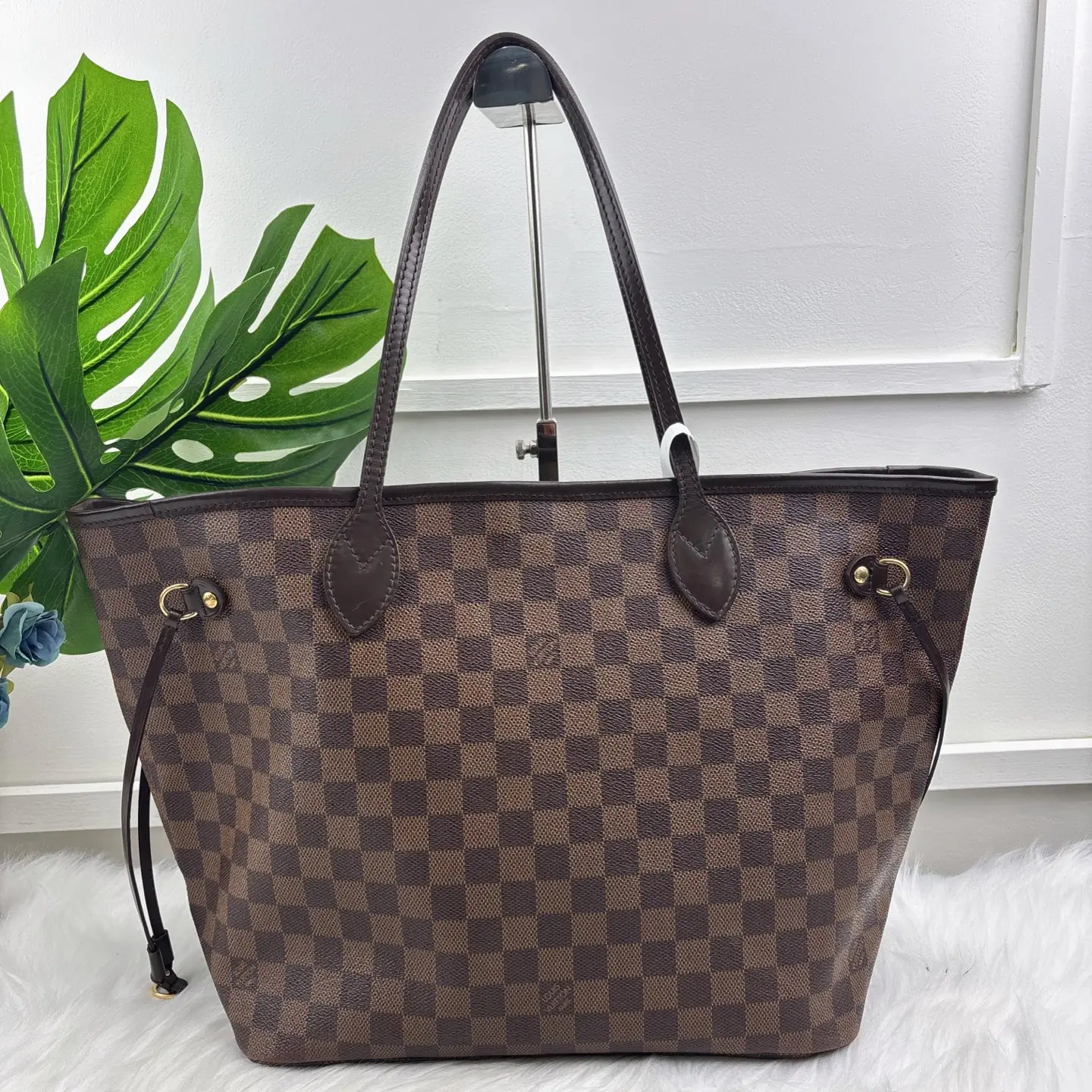 95新 LouisVuitton/路易威登 NF棕色棋盘格购物袋 单母包没子袋