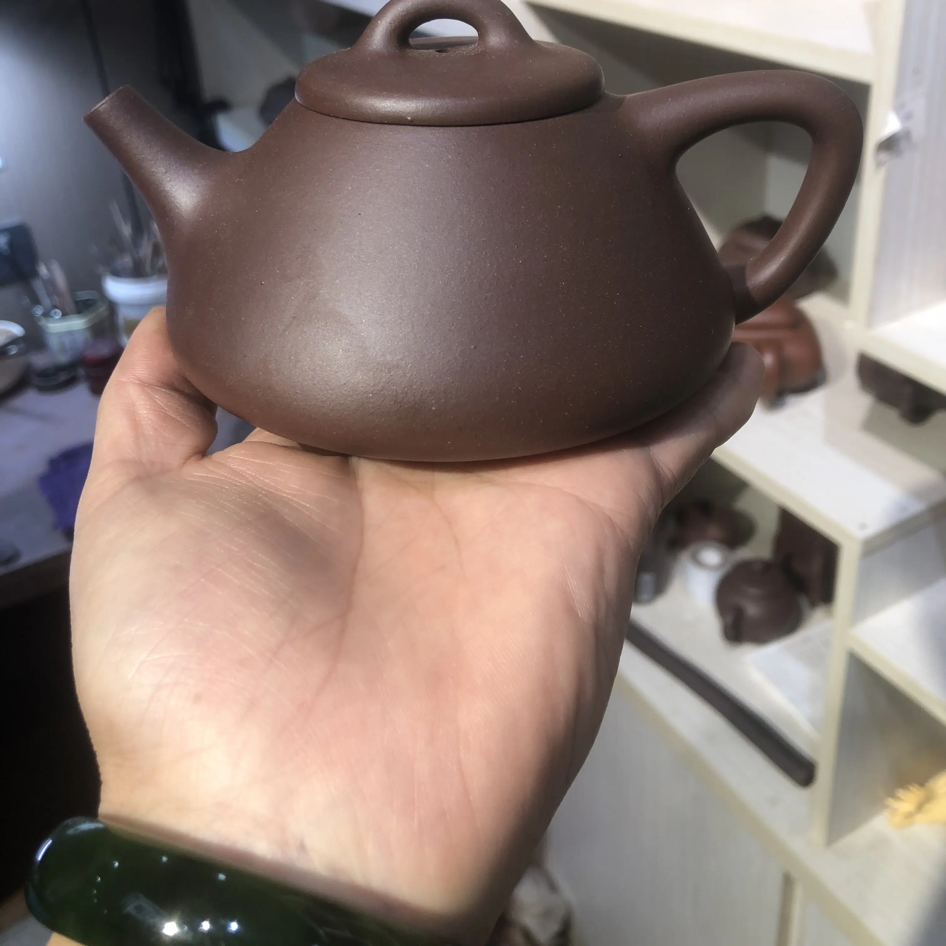 原矿黄龙山紫泥子冶石瓢紫砂壶300cc