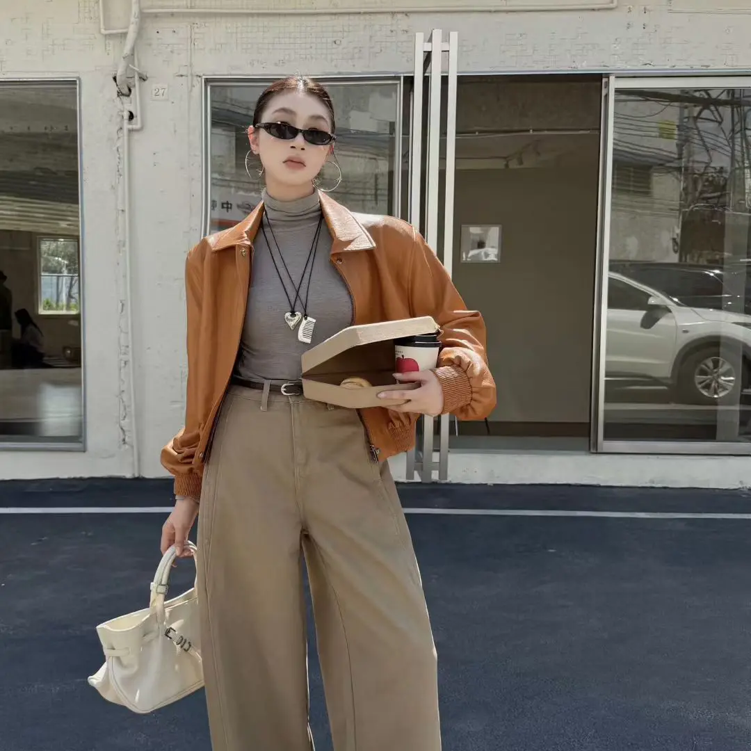 女士牛仔裤浅色老钱风牛仔裤水洗气质复古25695