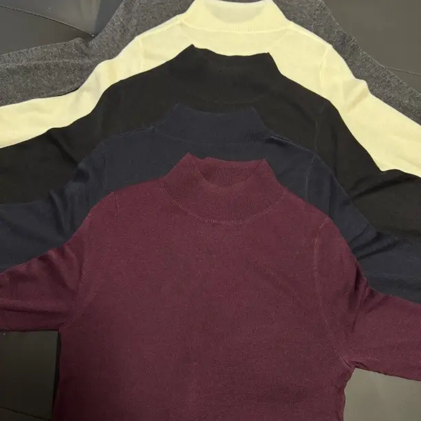 精纺美丽诺中领无缝打底毛衣半高领长袖秋冬女显瘦百搭