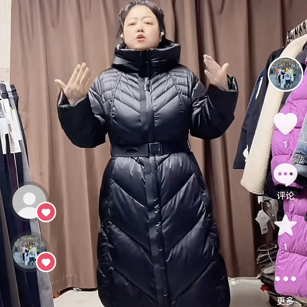 （609-699）高货妃儿红金影奇时尚连帽中长款外套棉服女百搭保暖