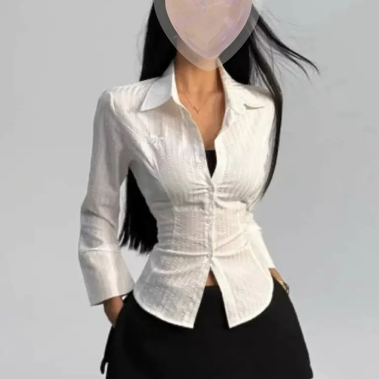 显瘦夏季衬衫外搭气质长袖时尚春夏修身设计#8058