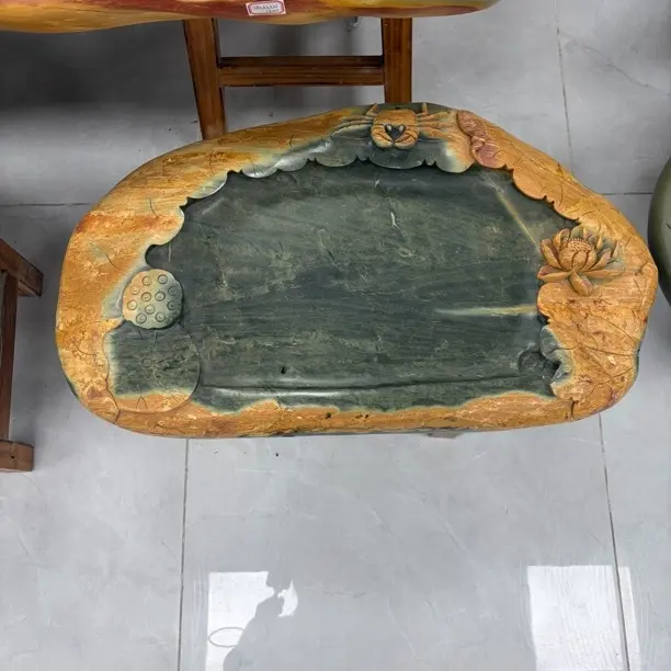 端砚精美茶盘花开富贵寓意高端大气