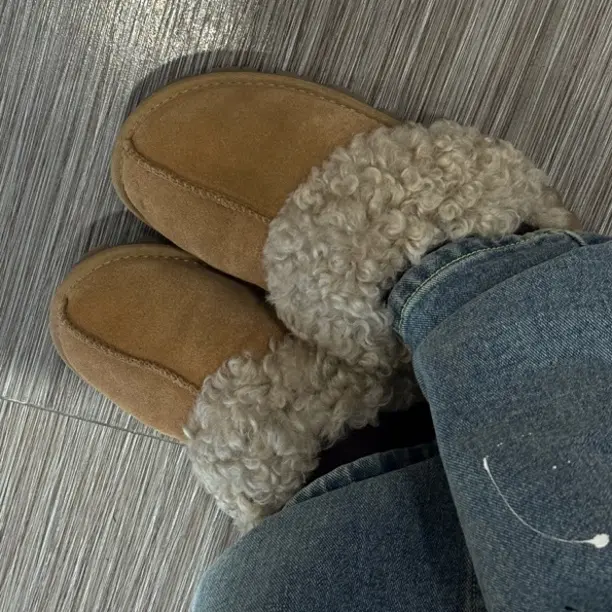 泰迪卷毛拖鞋女外穿包头拖厚底增高保暖毛一体防滑毛毛拖鞋秋冬