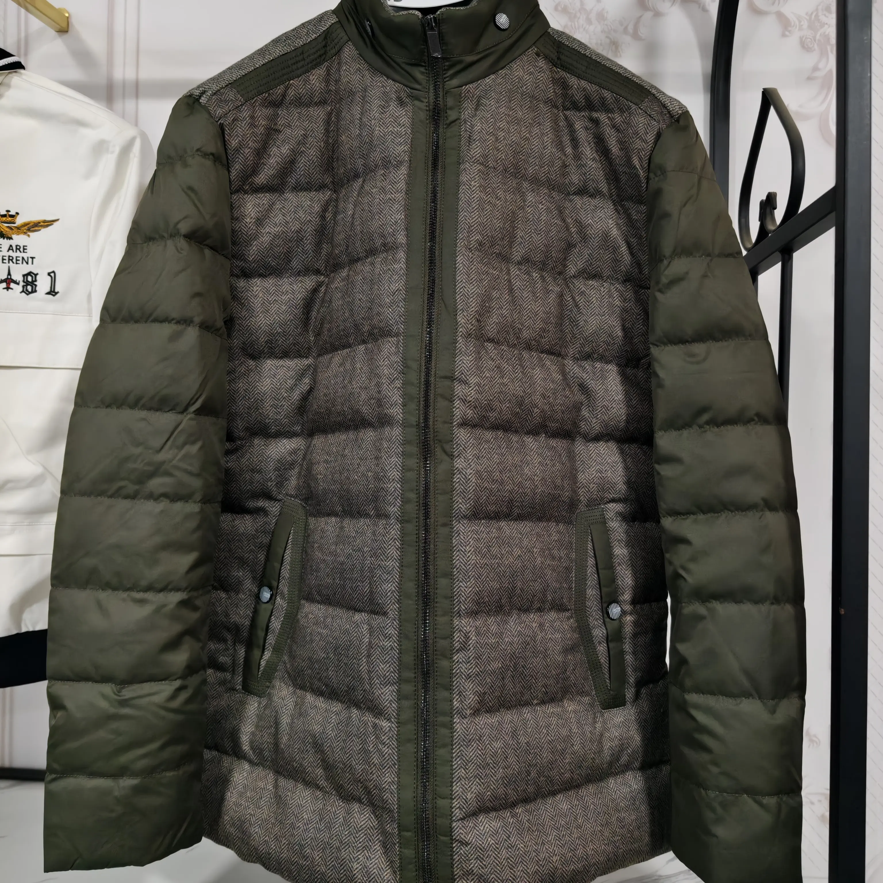 七家冬季男士保暖立领修身短款羽绒服外套