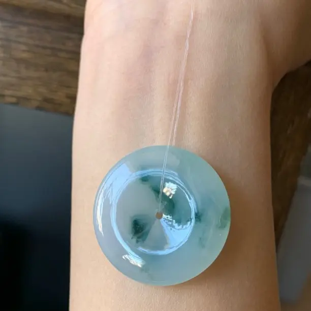 天然缅甸a货翡翠冰种飘花平安扣翡翠玉石