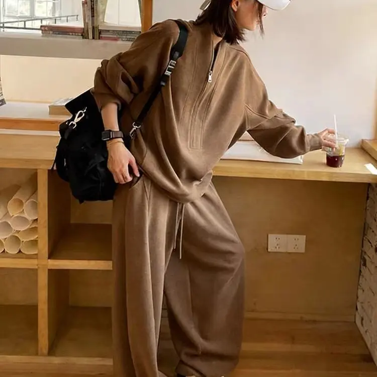 秋冬休闲运动老钱风套装宽松卫衣卫裤