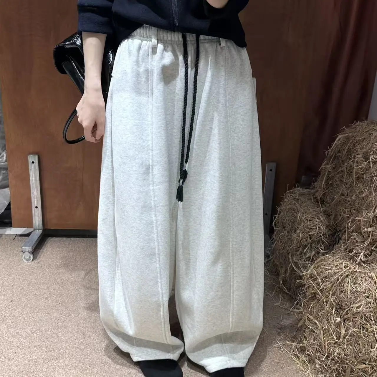 2025新款秋冬加绒显瘦保暖拖地休闲卫裤 2638