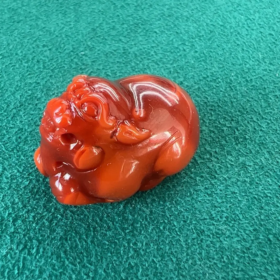 原矿九口鸡南红貔貅雕刻件颈饰1✖️16mm
