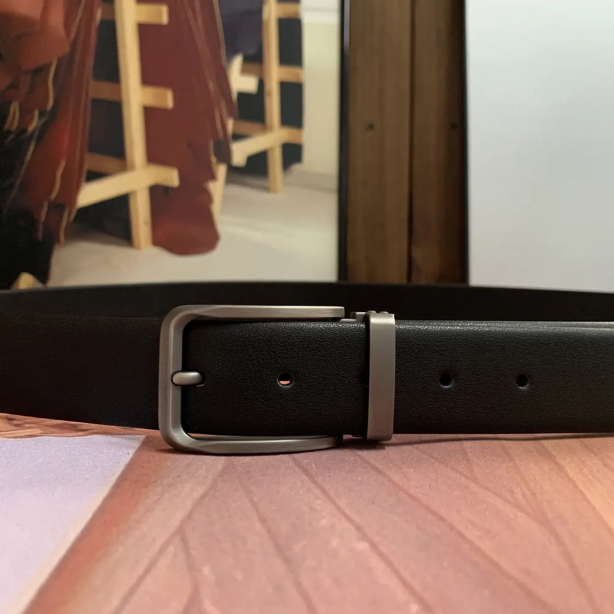 新款男士商务休闲真皮针扣头层牛皮时尚百搭简约光面皮带裤腰带