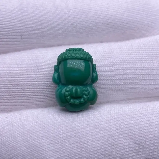 天然原矿绿松石高瓷高绿玉化料翡翠绿无相佛吊坠16.9×12.6