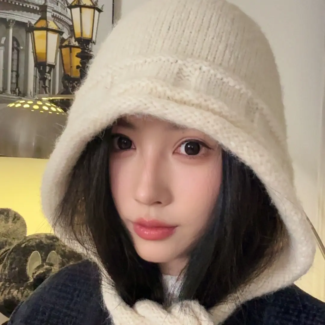 2025韩版复古针织毛线帽女秋冬保暖护耳显脸小百搭包头帽雷锋帽