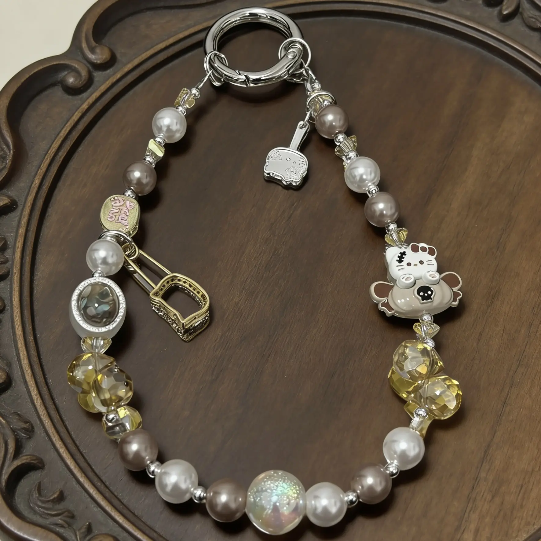 爆款合金贝珠手机链*234咖色kt*