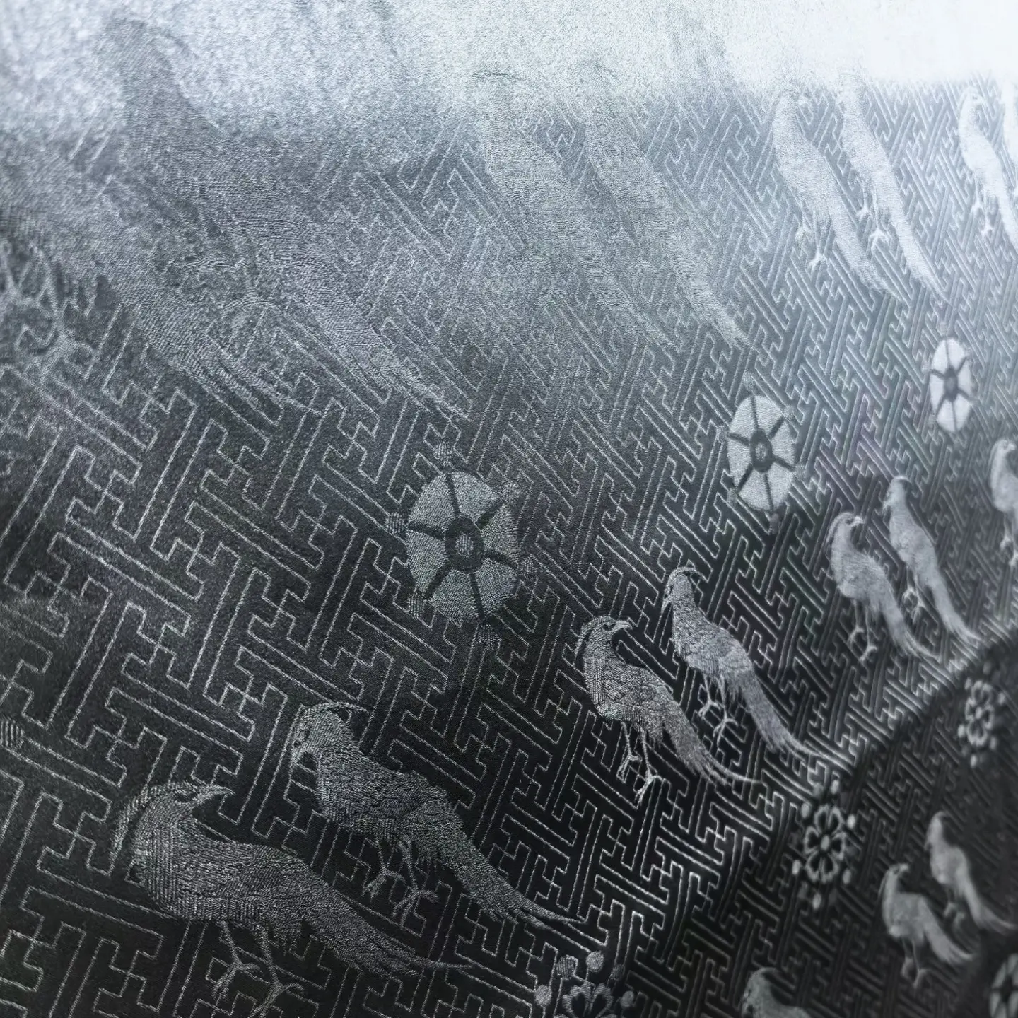上久楷锦花缎香云纱 万字纹翟鸟百鸟纹非遗国风桑蚕丝男女装面料 