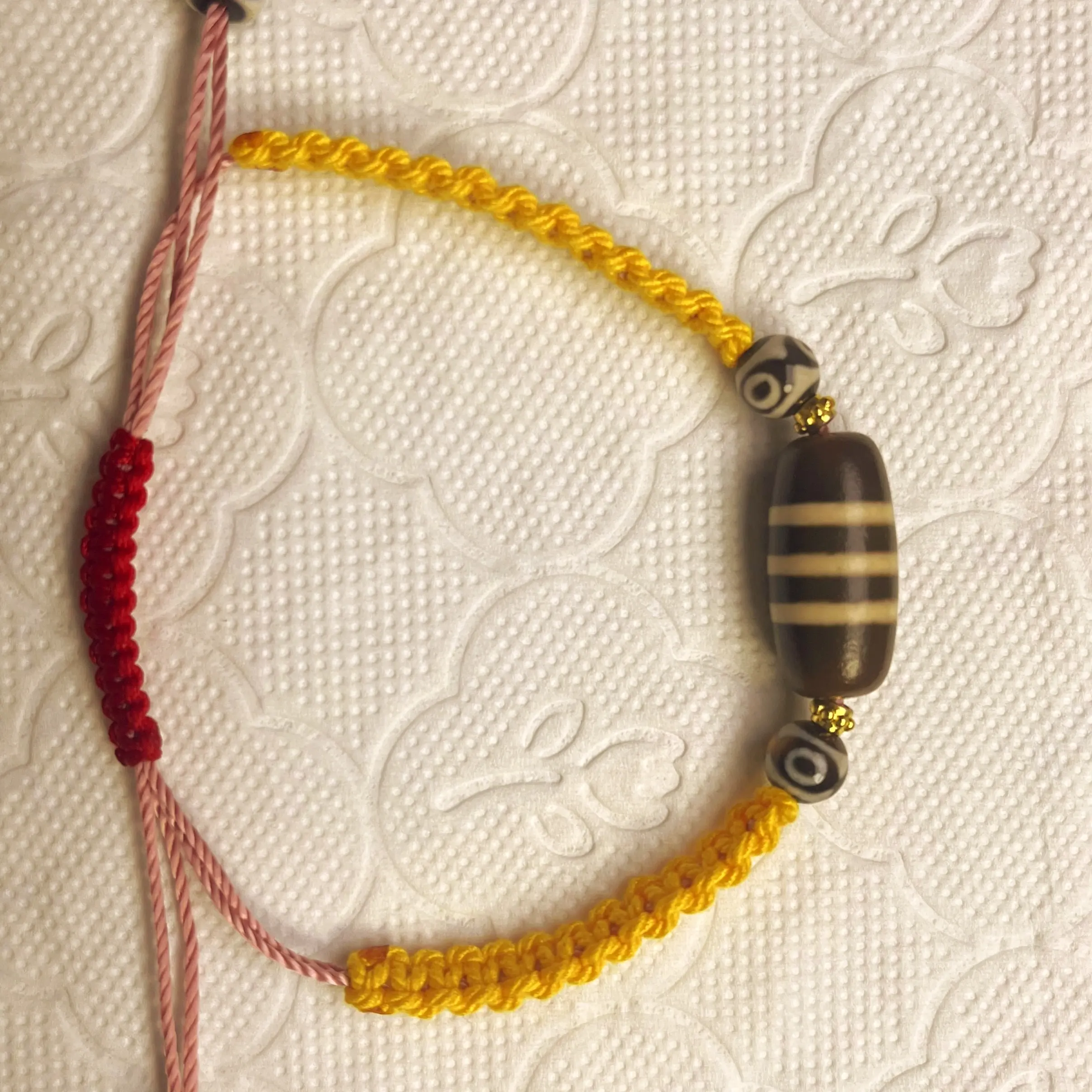 天然玛瑙三线天珠手绳